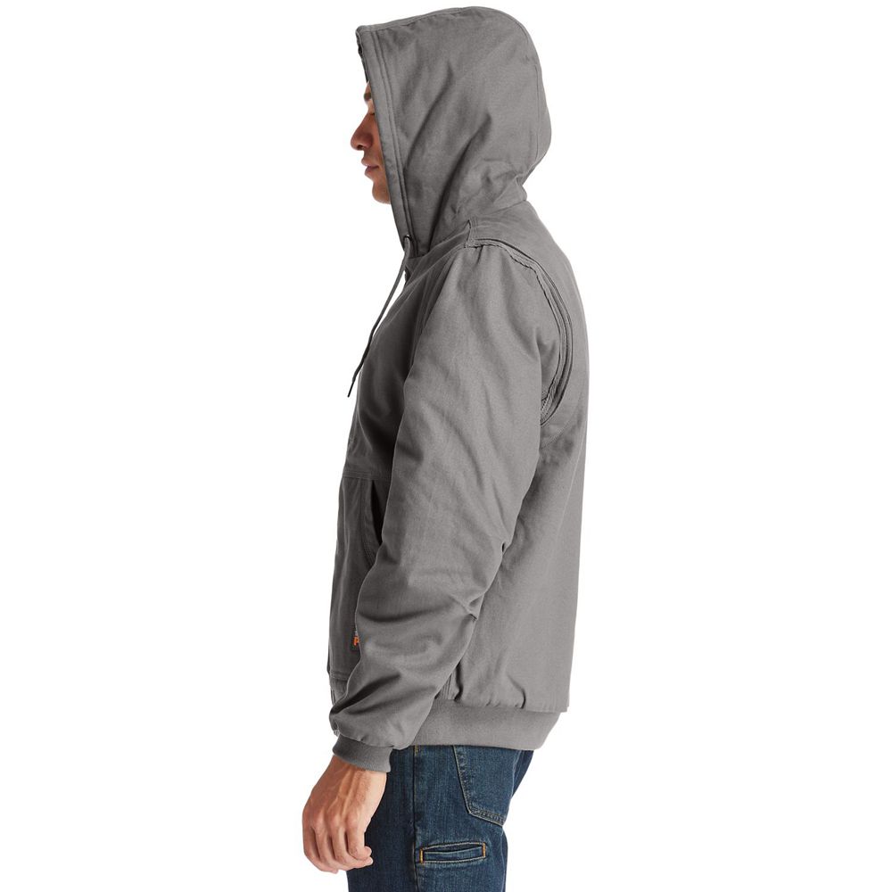 Timberland Mens Jackets PRO® Gritman Lined, Hooded Canvas - Dark Grey - India XA3612574